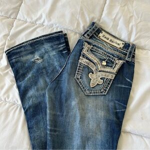 Rock Revival Buckle ripped bootcut jeans blue denim size 28